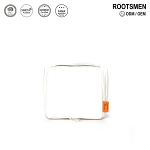 Bolsa de Almacenamiento de Cosméticos de Nailon Blanco Estilo Japonés con Cierre de Cremallera, Origen China, Certificación ISO BSCI, ROOTSMEN AB334 H18xW15.5xD8 0.136kg - Product Image 1