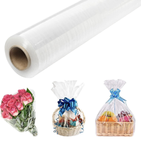 Rouleau de film d'emballage transparent en BOPP, déplié, 31,5 pouces de large, 100 pieds de long, 3 mil d'épaisseur, résistant à l'humidité, pour paniers, cadeaux, fleurs