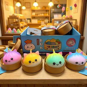 Dumpling Squishy Squeeze Stress Relief Fidget Toy Colorful Sparkle Baozi Vent Sensory Toy for Kids <b>Gift</b> Wholesale - Product Image 1