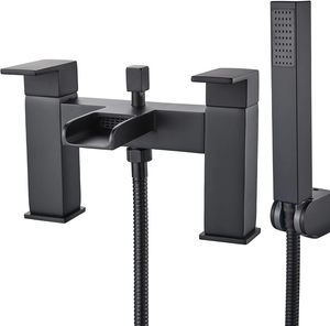 BM001BL doppio manico ponte montato vasca da bagno rubinetti miscelatore, doccia a cascata - Product Image 1