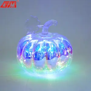 Halloween Luminous Glass Pumpkin Decorações Acessórios Decoração LED Pumpkin