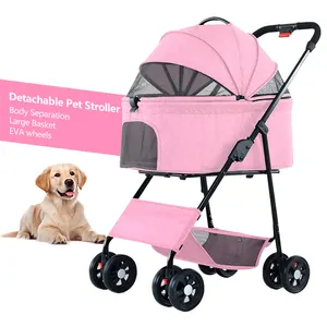 Hot Sale Outdoor Folding Lightweight Separable Pet Strollers Small Dogs Stroller Pet Carrier Trolley Detachable Trolley For Dogs
