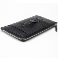 Dompet Kulit Asli Pria Kulit Sapi Asli, Ritsleting Panjang Pola Buaya Bisnis Dompet Tipis Lembut