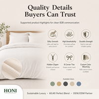 HONI Offre Spéciale – Parure de Lit Luxe Rayée en Coton Bambou 400TC Taille King, Respirante, Housse de Couette Incluse