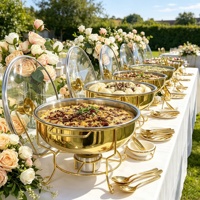 Plat de service élégant en verre avec couvercle de luxe pour buffet, chauffe-plats, matériel de restauration hôtelière et autres fournitures hôtelières