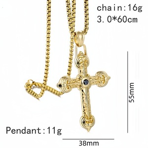 Nouveau collier en acier inoxydable de haute qualité, style vintage américain, avec accessoires de bijouterie en croix, finition huilée - Product Image 2