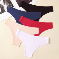 Jeune fille sans couture respirant G-String string culotte taille basse solide motif polyester Sexy tricoté conception