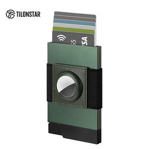 TILONSTAR TVC508AT Prix de gros d'usine Porte-cartes pop-up en cuir et aluminium avec bande élastique pour AirTag - Product Image 1