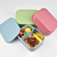 Nieuwe platte deksel siliconen hoes 304 roestvrijstalen lunchbox BPA-vrije siliconen deksel voedselcontainer maaltijdverpakking