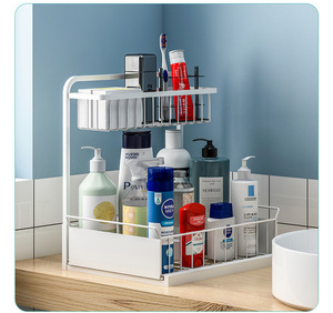 <span class=keywords><strong>Easylife</strong></span>-Estante organizador de tarros de especias para encimera, estante para fregadero de cocina, estante de almacenamiento de baño de acero metálico con cajón deslizante - Product Image 3