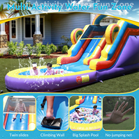 Toboggan aquatique gonflable commercial en PVC pour l'extérieur et l'intérieur, toboggan gonflable sec et humide avec piscine et souffleur pour adultes et enfants, idéal pour les fêtes