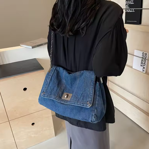 Bolso bandolera de mujer estilo cowboy, con cremallera moderna, bolso de mano de color liso, bolso de lujo para mujer, bolso de marca, bolso tote - Product Image 5