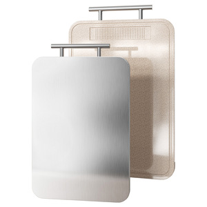 Planche à découper double face en acier inoxydable Shield, épaisseur 1,4 cm, avec rainure antibactérienne pour usage en cuisine - Product Image 5