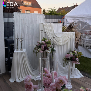 LEDA Décoration d'événements extérieurs – Rideau de fond carré blanc en soie laitière de haute qualité, ensemble trois pièces pour mariage - Product Image 2