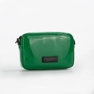 Cuir de vachette verni couleur bonbon mode fermeture à glissière une épaule sac à main bandoulière pour unisexe petit carré - Product Image 4