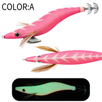 SQUID KING Leurre en bois imprimé et lumineux, type calamar vivant, avec tête plombée et billes sonores, pour la pêche en eau salée, en courant rapide et en eaux profondes, biomimétique