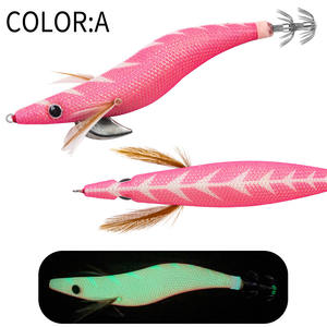 Señuelo de Calamar Luminoso de Madera con Cabeza de Plomo, Cuentas de Sonajero, Corriente Rápida, Agua Profunda, Anzuelos Biónicos, Marca SQUID KING - Product Image 4