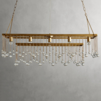 Lámpara Colgante Rectangular Aubrey con Base E12 para Isla de Cocina, Iluminación Industrial Vintage de Hierro
