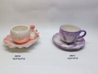 Tasse à lait en gros Tasses à café Tasse créative en forme de fleur avec plateau