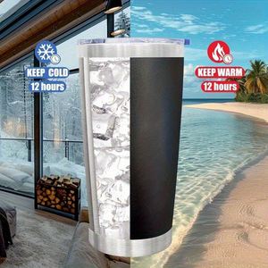 Stainless Steel Tumbler 20oz Double Wall Vacuum Insulated <b>With</b> <b>Straw</b> Travel Mug Modern Design All Colors Available - Product Image 2