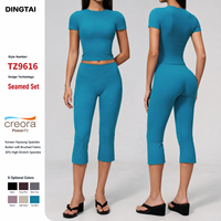 Ensemble de yoga 2 pièces pour femmes Dingtai, taille haute, pour Pilates, vêtements de sport, logo personnalisé, nylon brossé et élasthanne, fabricant de Guangzhou