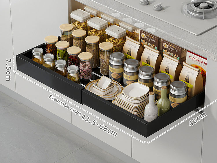 Small Black Telescopic Storage Tray