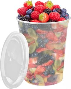 Gobelet en PP transparent de 32 oz au meilleur prix avec couvercle anti-fuite en LDPE, boîte de rangement alimentaire en plastique - Product Image 1