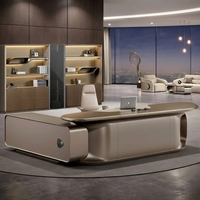 Bureau de direction moderne de luxe en bois doré avec dimensions personnalisées, écologique, pour usage commercial, design autoportant