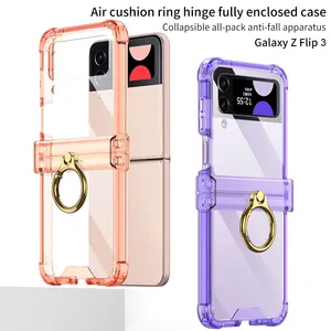 Soporte de anillo de silicona Funda transparente para Samsung Galaxy Z Flip 3 4 5 5G Flip3 <span class=keywords><strong>Flip4</strong></span> Bisagra Protección todo incluido Flip5 Funda de lujo - Product Image 2