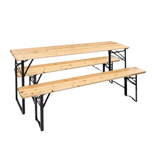<span class=keywords><strong>Table</strong></span> <span class=keywords><strong>de</strong></span> bière pliante en bois imperméable <span class=keywords><strong>de</strong></span> 150 cm, 180 cm, 220 cm pour extérieur, <span class=keywords><strong>jardin</strong></span>, cour, avec chaises à tréteaux pour salle à manger et entrée - Product Image 1