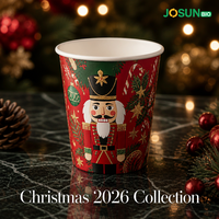 Gobelet à café en papier jetable personnalisé avec logo Jo Sun, respectueux de l'environnement, pour fête de Noël, 8OZ 24OZ
