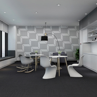 Dalles de moquette commerciales PP 50x50, dalles de moquette modulaires avec support en PVC, adaptées aux bureaux commerciaux