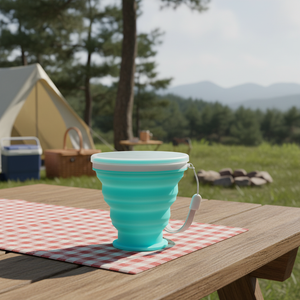 Tumbler Hot And <b>Cold</b> Black Color Outdoor Travel Mouthwash Silicone Folding Water <b>Cup</b> With Lid For Travel - Product Image 2