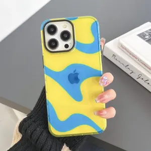 Casing motif kustom masker ganda IMD ponsel pola gelombang pelangi Cas untuk iphone 14 12 11 13 casing tahan benturan