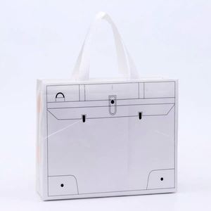 Custom Medium <b>Black</b> Apricot Splicing Waterproof Covered Non-woven Clothing Shopping <b>Bag</b> - Product Image 3