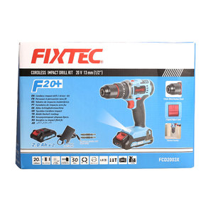 FIXTEC Outils électriques en gros, perceuse sans fil 20V robuste 50Nm 13mm à serrage rapide, 2x2000mAh, batterie au lithium, modèle FC - Product Image 6