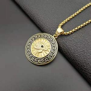 Хип-хоп, мужские украшения, OEM дизайн, позолоченные кельтские старинные египетские глазки хора, ожерелье, ювелирные изделия - Product Image 3