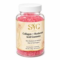 Gummies quotidiennes SYC BIO au collagène et à l'acide hyaluronique pour le bien-être, 60 gummies, 120g, Marque privée, OEM, ODM, Prix usine, Vente en gros