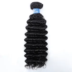 Cheveux prix de gros cuticule aligné vague profonde faisceau de cheveux humains, pas cher Brésil brut droite Remy cheveux trame de la machine