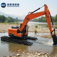 Drague amphibie, excavatrice amphibie avec ponton flottant pour le nettoyage des rivières et le dragage des marais