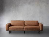Mobilier d'intérieur en cuir vintage design base en bois canapé long haut de gamme luxe italien moderne