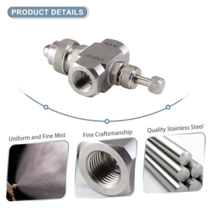 Vòi phun sương áp suất điều chỉnh 1/4 inch, phun sương mịn, tạo bọt khí, đầu phun pha trộn khí-nước hai chất lỏng, mới - Product Image 2