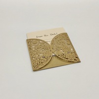 Carte d'invitation en papier kraft avec nœud, découpe laser, 50 pièces, impression personnalisée