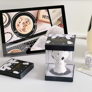 แก้วชาเซรามิคแนวตั้งลายการ์ตูนน่ารักสไตล์ฮาโลวีนสีดำขาว  ใช้ซ้ำได้ ปลอดภัยสำหรับเครื่องล้างจานและไมโครเวฟ พร้อมกล่องของขวัญ - Product Image 2