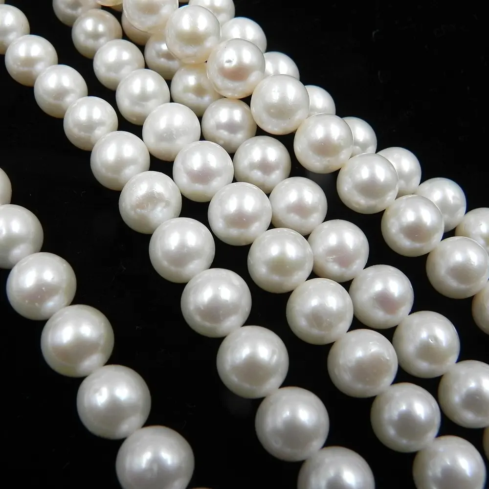 Venta al por mayor de perlas de agua dulce-8-9mm 3,01 blanco perfecto ronda suelta perlas