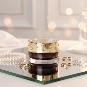 Tarro de crema acrílico cosmético de diamantes de lujo para embalaje - Product Image 1