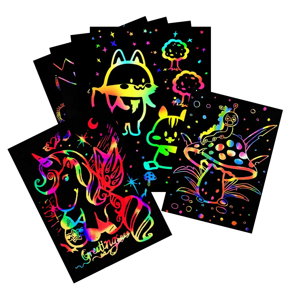 Regenbogen-Kratzpapier magisches Kratzpapier Notizkarten für Kinder Kunsthandwerk DIY Party-Lieblingswaren für Mädchen Jungen Geburtstagsgeschenk