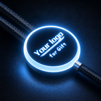 Câble de charge USB YINSTECH 5 en 1 avec logo LED lumineux, cordon de charge rapide rond en nylon tressé 2.4A pour plusieurs appareils