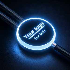 YINSTECH 5 合 <span class=keywords><strong>1</strong></span> USB 充电线带 LED 发光徽标尼龙编织圆形快速充电线 2.4A 适用于多种设备 - Product Image 3