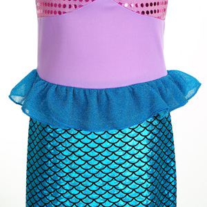 Disfraz de Princesa Ariel Sirena para Niñas, Vestido de Verano sin Mangas con Mangas Abullonadas hasta la Rodilla para Carnaval y Halloween - Product Image 4